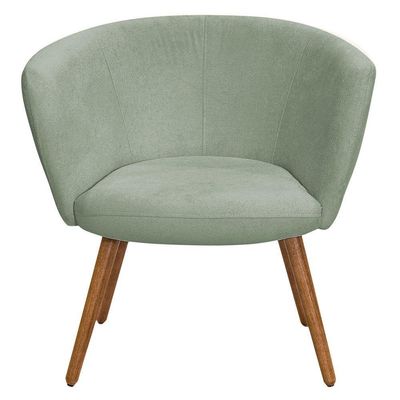 Poltrona Decorativa Isis Pés Palito Castanho Bouclé Verde Claro - Nexta Casa
