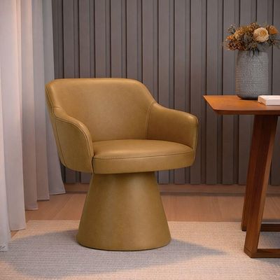 Cadeira De Mesa De Jantar Jade Base Cone Corano Camel - Nexta Casa