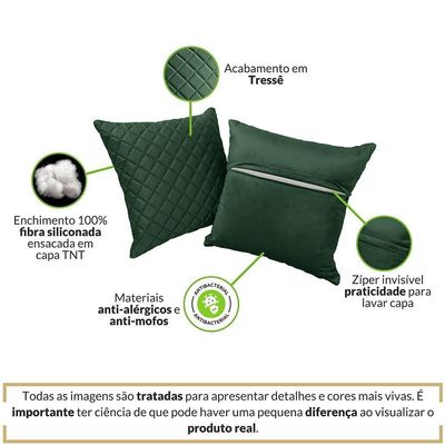 Almofadas Tressê Decorativas 40x40cm Veludo - Nexta Casa Cor Verde