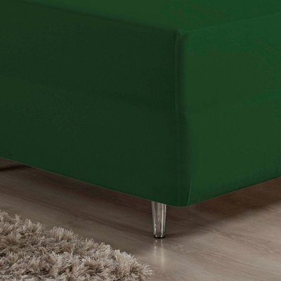 Lençol Com Elástico Casal Nobre 1 Peça Luva De Box 55cm De Altura Malha 100% Algodão - Verde-bandeira