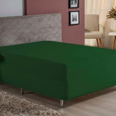 Lençol Com Elástico Casal Nobre 1 Peça Luva De Box 55cm De Altura Malha 100% Algodão - Verde-bandeira