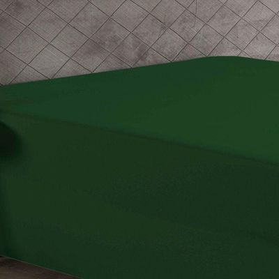 Lençol Com Elástico Casal Nobre 1 Peça Luva De Box 55cm De Altura Malha 100% Algodão - Verde-bandeira