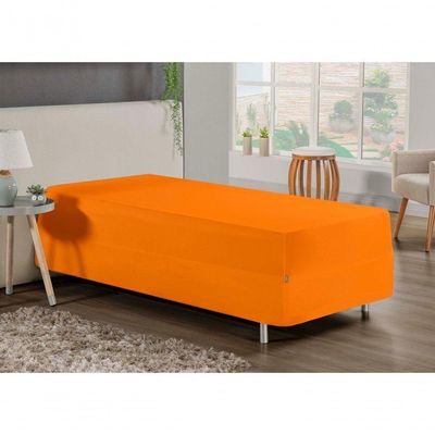 Jogo De Cama Solteiro Nobre 2 Peças Luva De Box 55cm De Altura Malha 100% Algodão - Laranja