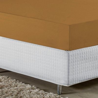 Lençol Com Elástico Casal Nobre 1 Peça 30cm De Altura Malha 100% Algodão - Cobre