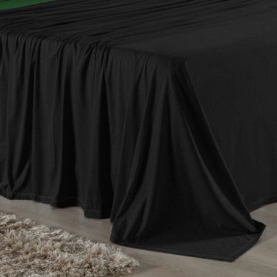 Jogo De Cama Solteiro Nobre 3 Peças Lençol Com Elástico De 30cm De Altura Malha 100% Algodão - Preto / Verde-bandeira