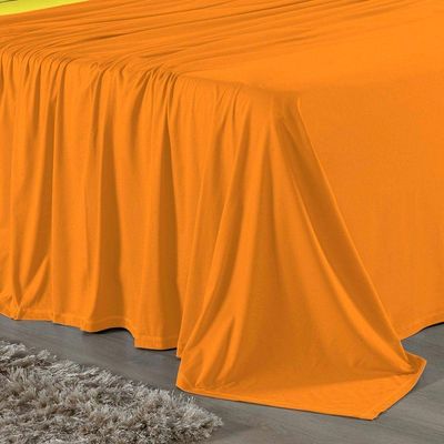 Jogo De Cama Solteiro Nobre 3 Peças Lençol Com Elástico De 30cm De Altura Malha 100% Algodão - Laranja / Amarelo