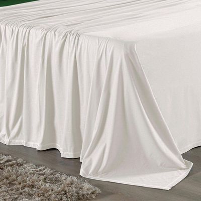 Jogo De Cama King Nobre 4 Peças Lençol Com Elástico De 30cm De Altura Malha 100% Algodão - Palha / Verde-bandeira
