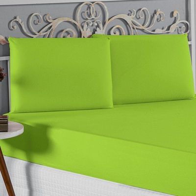 Jogo De Cama King Nobre 3 Peças Lençol Com Elástico De 30cm De Altura Malha 100% Algodão - Pistache