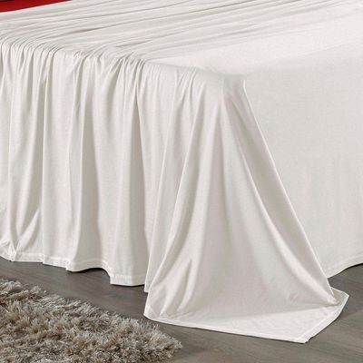 Jogo De Cama Queen Nobre 4 Peças Lençol Com Elástico De 30cm De Altura Malha 100% Algodão - Palha / Vermelho