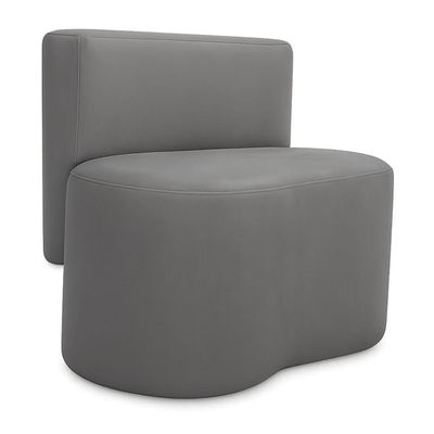 Puff Com Encosto Feijão Curvo Orgânico Sala Confortável Redondo Resistente Linho Suede Cinza