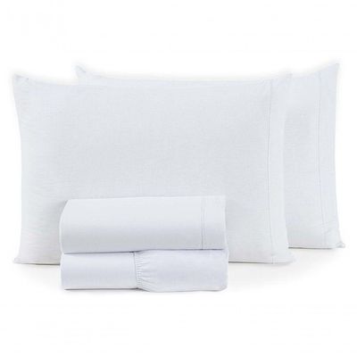 Jogo De Cama Montreal Casal King 4 Peças Percal 150 Fios 100% Algodão - Branco