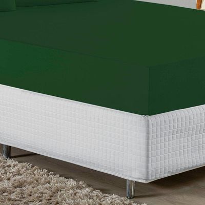 Jogo De Cama King Nobre 3 Peças Lençol Com Elástico De 30cm De Altura Malha 100% Algodão - Verde-bandeira