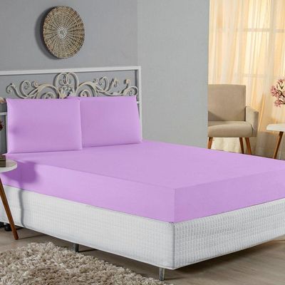 Jogo De Cama Casal Viúva Nobre 3 Peças Malha 100% Algodão - Lilás