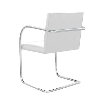 Kit 4 Cadeiras Brno Para Escritório Couro Sintético Branco Tubular Cromada