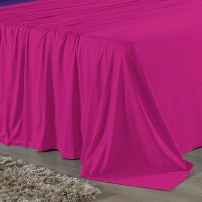 Jogo De Cama Casal Nobre 4 Peças Lençol Com Elástico De 30cm De Altura Malha 100% Algodão - Pink / Roxo