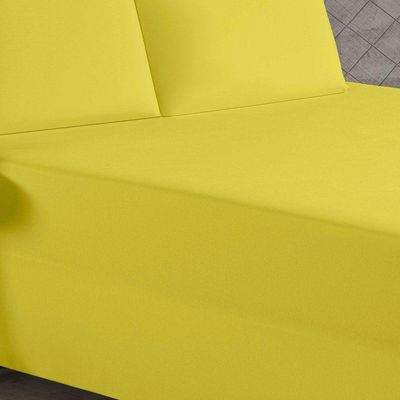 Jogo De Cama Casal Nobre 3 Peças Luva De Box 55cm De Altura Malha 100% Algodão - Amarelo