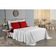 Jogo De Cama Casal Nobre 4 Peças Lençol Com Elástico De 30cm De Altura Malha 100% Algodão - Branco / Vermelho