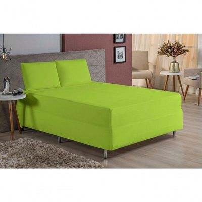 Jogo De Cama Casal Nobre 3 Peças Luva De Box 55cm De Altura Malha 100% Algodão - Pistache