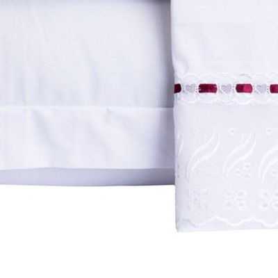 Jogo De Cama Felicitá Casal Queen 4 Peças Percal 200 Fios 100% Algodão Bordado - Branco