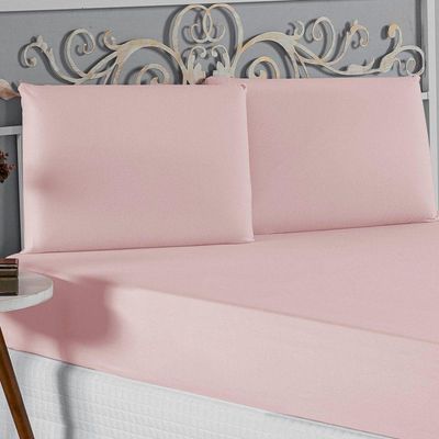 Jogo De Cama Casal Viúva Nobre 3 Peças Malha 100% Algodão - Rosa