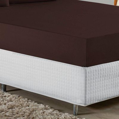 Jogo De Cama Casal Nobre 3 Peças Lençol Com Elástico De 30cm De Altura Malha 100% Algodão - Marrom