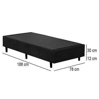 Cama Box Solteiro Suede Mega Cama Preto 88x188x42cm