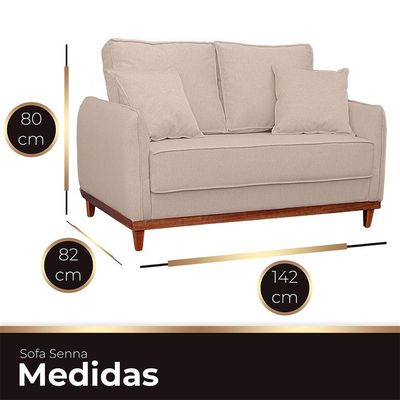 Kit Sofa Sena 2 E 3 Lugares Base De Madeira Para Sala Hotel Linho Palha