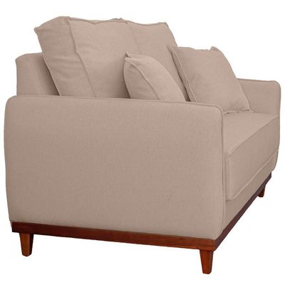 Kit Sofa Sena 2 E 3 Lugares Base De Madeira Para Sala Hotel Linho Palha