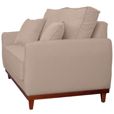 Kit Sofa Sena 2 E 3 Lugares Base De Madeira Para Sala Hotel Linho Palha