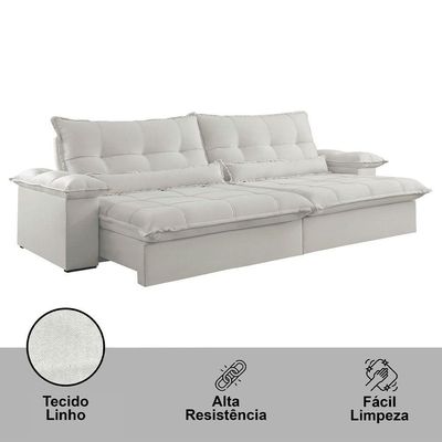 Sofá Vega 02 Módulos De 100cm Br 25cm Meu Sofá Online A302 Linho Branco
