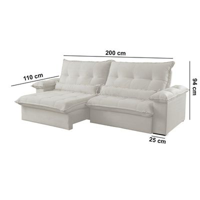 Sofá Vega 02 Módulos De 100cm Br 25cm Meu Sofá Online A302 Linho Branco
