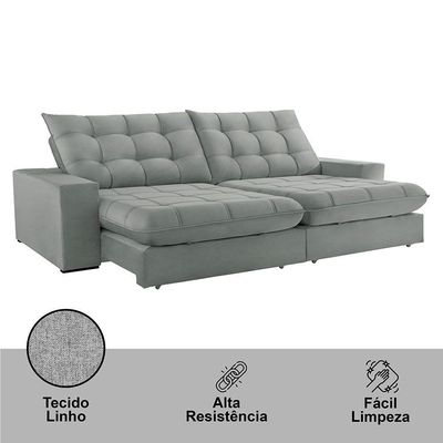 Sofá Livy Linho 02 Módulos De 80cm B25cm Meu Sofá Online A230 Linho Cinza
