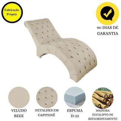 Recamier Divã Espreguiçadeira Para Sala E Cliníca Estética Antonella Veludo bege