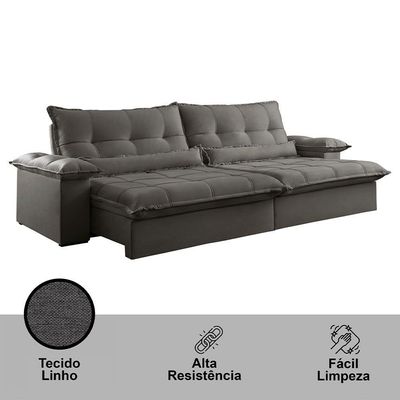 Sofá Vega 02 Módulos De 80cm Br 25cm Meu Sofá Online A231 Linho Cinza Escuro
