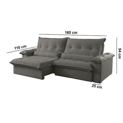 Sofá Vega 02 Módulos De 80cm Br 25cm Meu Sofá Online A231 Linho Cinza Escuro