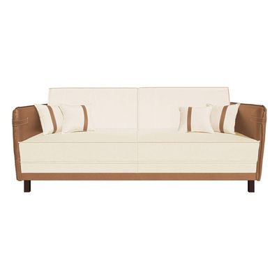 Sofá Modular 3 Lugares Filipi 2,12m Corino Bege - Corino Terracota