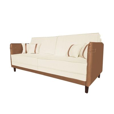 Sofá Modular 3 Lugares Filipi 2,12m Corino Bege - Corino Terracota