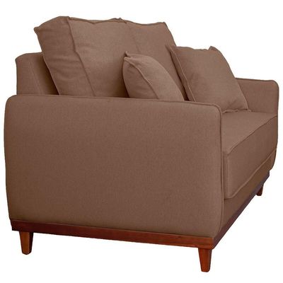 Sofa Sena 2 Lugares Base De Madeira Para Sala Hotel Linho Marrom