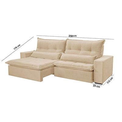 Sofá Grecia Linho 02 Módulos De 100m B25cm Meu Sofá Online A294 Linho Creme
