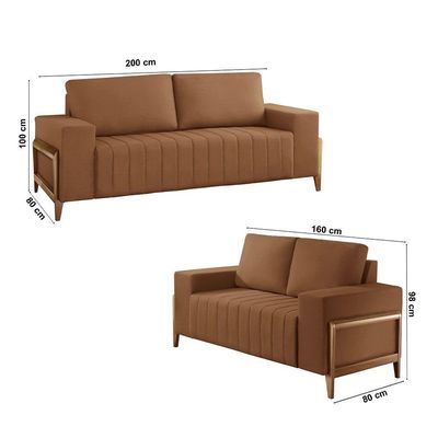 Sofá 2x3 Lugares Verona Meu Sofá Online B020 Veludo Terra