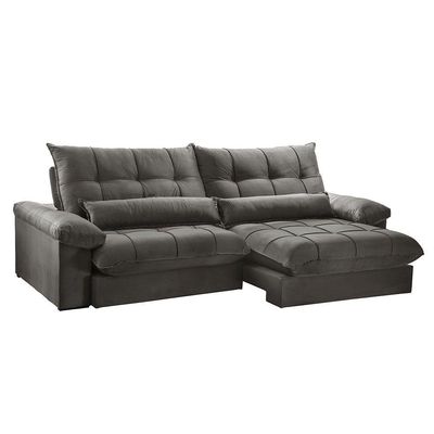 Sofá Liz 02 Módulos De 100cm Br 25cm Meu Sofá Online A231 Linho Cinza Escuro