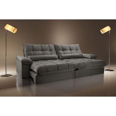 Sofá Liz 02 Módulos De 100cm Br 25cm Meu Sofá Online A231 Linho Cinza Escuro