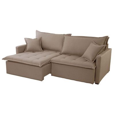 Sofá Cama Flora 02 Módulos De 100cm Br 15cm Meu Sofá Online A226 Linho Bege