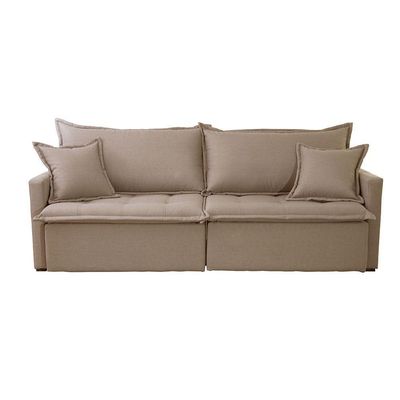 Sofá Cama Flora 02 Módulos De 100cm Br 15cm Meu Sofá Online A226 Linho Bege