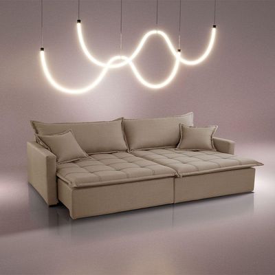 Sofá Cama Flora 02 Módulos De 100cm Br 15cm Meu Sofá Online A226 Linho Bege