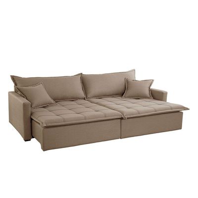 Sofá Cama Flora 02 Módulos De 100cm Br 15cm Meu Sofá Online A226 Linho Bege
