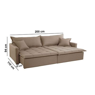 Sofá Cama Flora 02 Módulos De 100cm Br 15cm Meu Sofá Online A226 Linho Bege