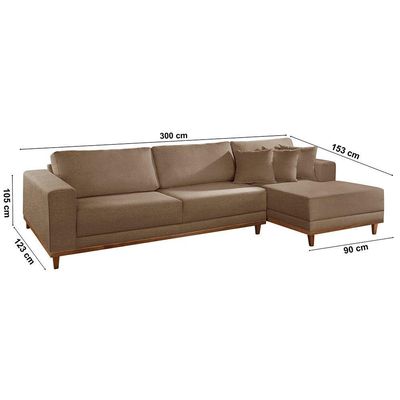 Sofá Cronos 03 Metros Chaise Lado Direito Meu Sofá Online B016 Veludo Marrom