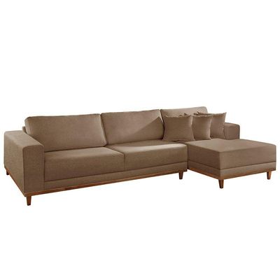 Sofá Cronos 03 Metros Chaise Lado Direito Meu Sofá Online B016 Veludo Marrom