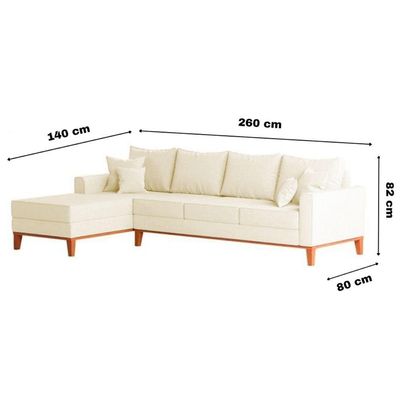 Sofá 4 Lugares Beny Com Chaise Esquerdo Corino Bege